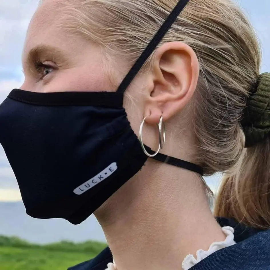 LUCKEFit Travel Face Masks | Award-Winning ViralOff® | NZ Helix+ Filter | Black LUCKE